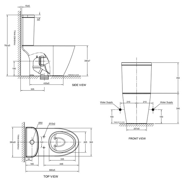 Cygnet Raised Height Close Coupled Toilet - Ideal Kitchen And Bathroom 